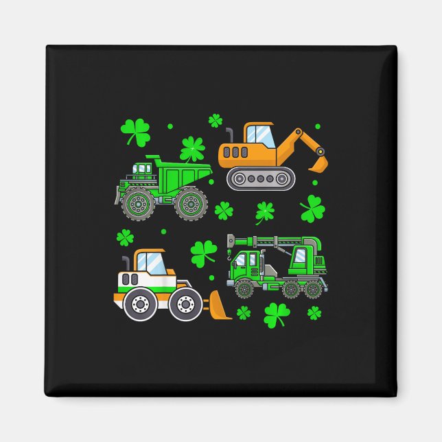 Irische Kinder Bauwagen Kran St. Patrick Tag Magnet (Vorne)