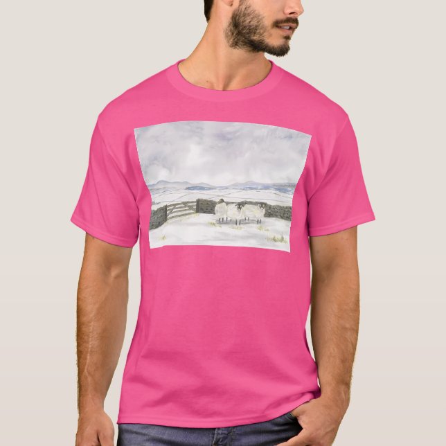 Irische Landschaft in metallischen Aquarellen akti T-Shirt (Vorderseite)