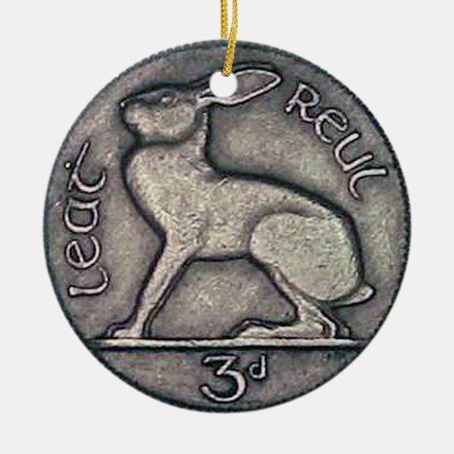 Irische Münzen-Weihnachtsverzierung, Nollaig Shona Keramik Ornament (Vorne)