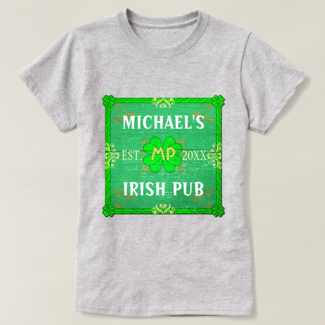 Irische Pub Green für Ihren Namen T-Shirt (Design vorne)