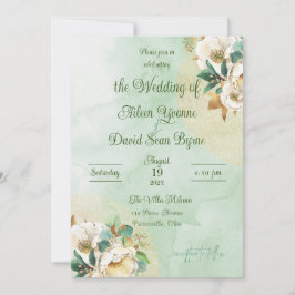 Irische Rose Creme und Goldene Hochzeit Einladung