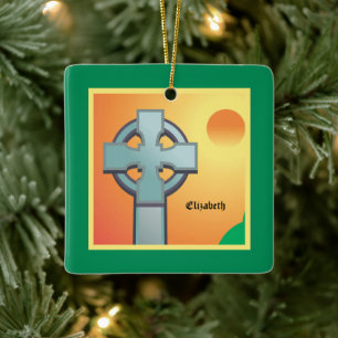 Irische Segenskreuz-Personalisierung Keramikornament