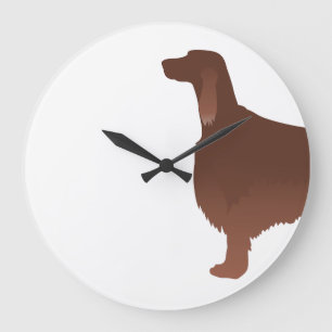 Irische Setter Basic Breed Illustration Silhouette Große Wanduhr