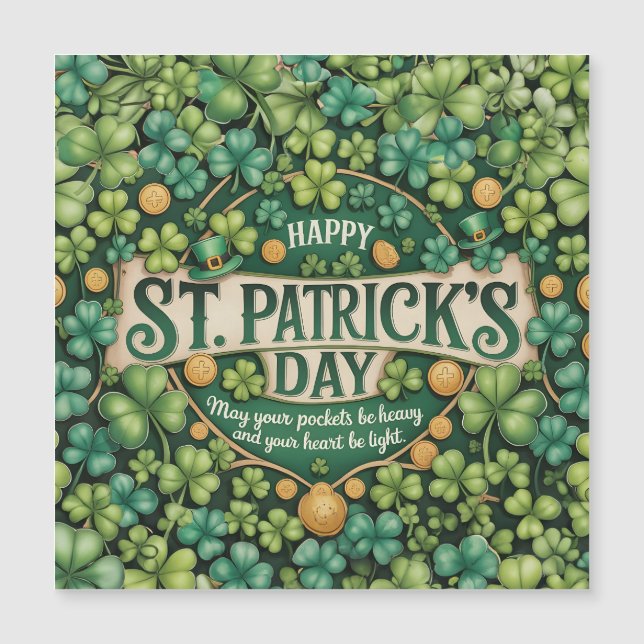 Irische Shamrock-Feierdesign Magnetkarte (Vorderseite)