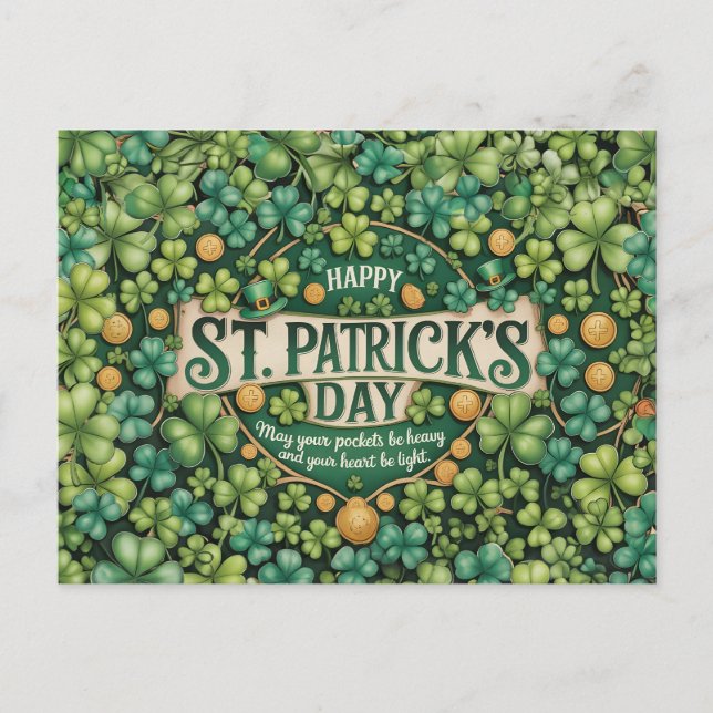 Irische Shamrock-Feierdesign Postkarte (Vorderseite)