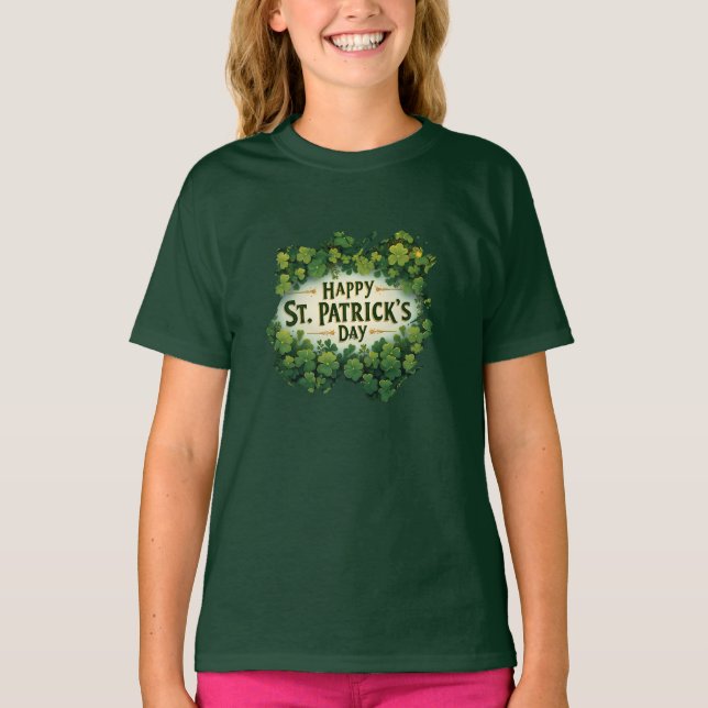 Irische Shamrock-Feierdesign T-Shirt (Vorderseite)
