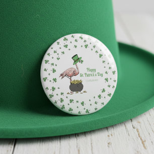 Irische Shamrock-Flamingo-St.-Patrick's-Party Button