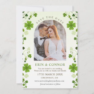 Irische Shamrock-Wirbel-Hochzeit Save-the-Date-Ein Save The Date
