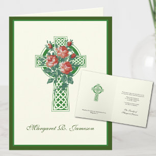 Irische Shamrocks Keltisches Kreuz rote Rosen Beil Dankeskarte