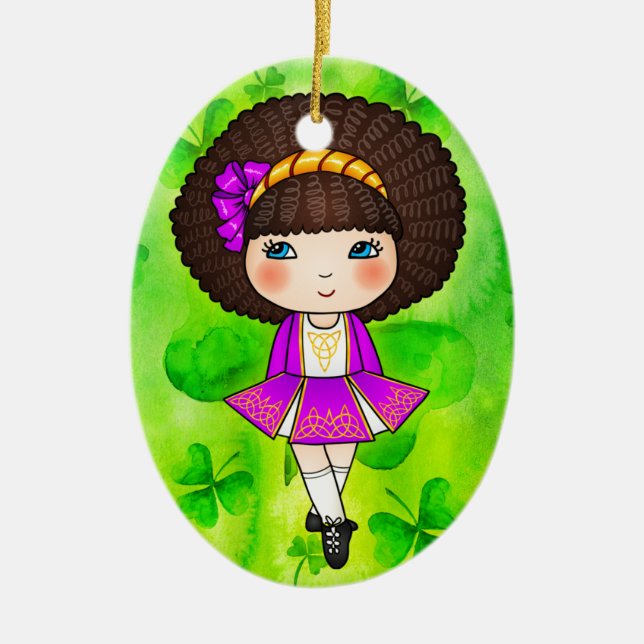 Irische Tänzerin im violetten Kleid Keramik Ornament (Vorne)