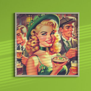 Irische Vintage-Pub-Frau Poster