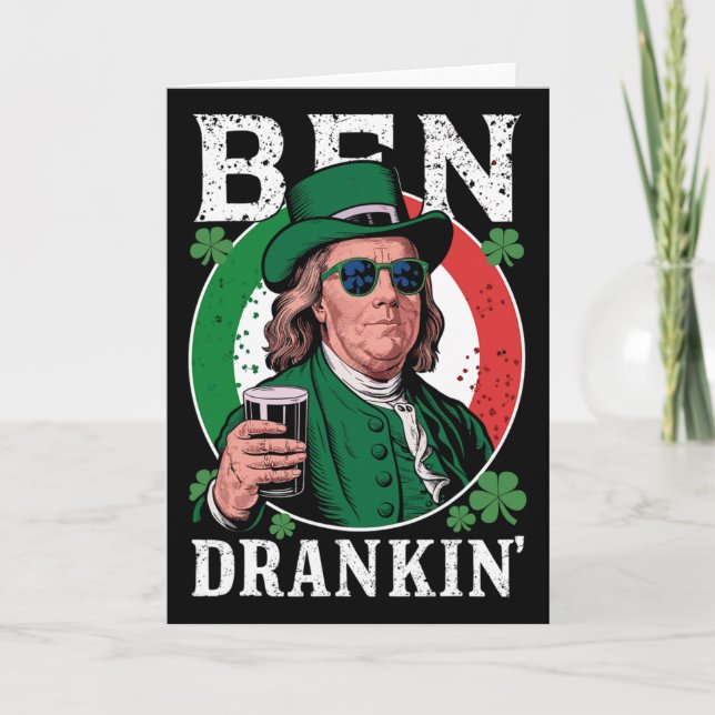 Irischer Ben trank Bier - St. Patricks Männer und  Karte (Vorderseite)