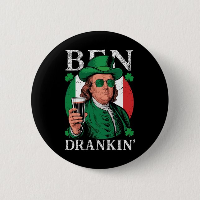 Irischer Ben trank Bier - St Pattys Männer und Fra Button (Vorderseite)