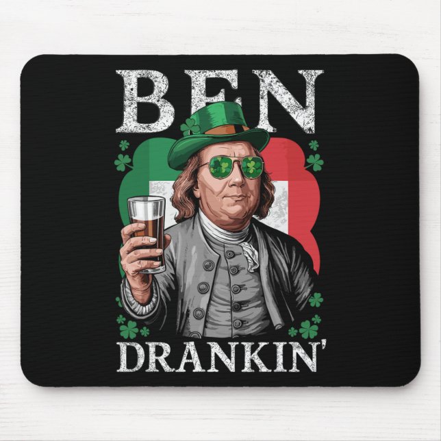 Irischer Ben trank Bier - St Pattys Männer und Fra Mousepad (Vorne)