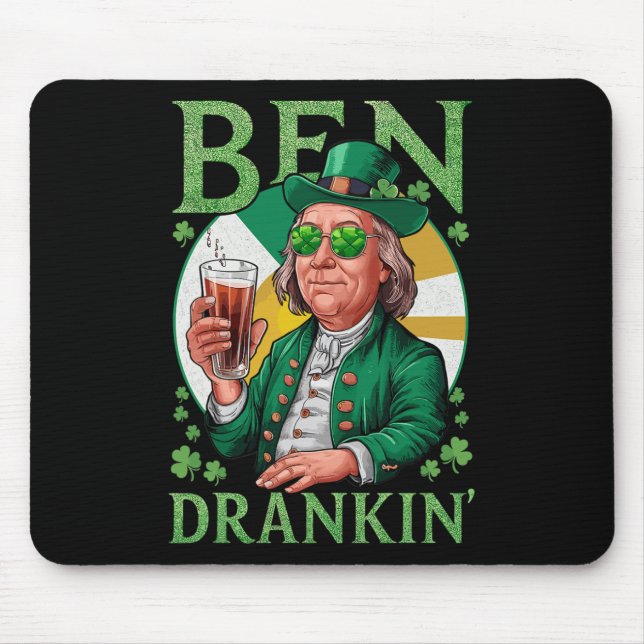 Irischer Ben trank Bier - St Pattys Männer und Fra Mousepad (Vorne)