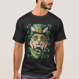 Irischer Bobcat mit Sonnenbrille Shamrocks St Patr T-Shirt