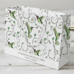Irischer Comhghairdeas Kolibri Shamrock Rebe Große Geschenktüte