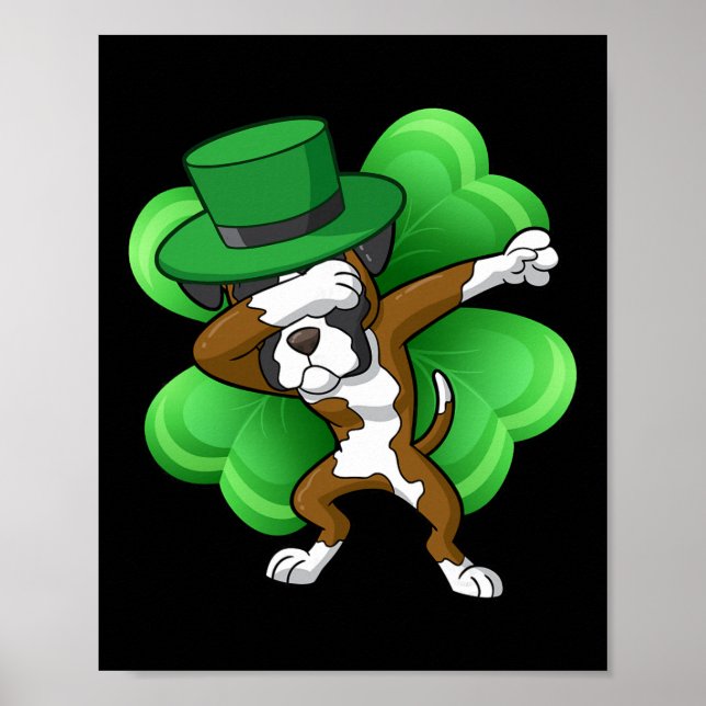 Irischer Dabbing Leprechaun Boxer St Patricks Lust Poster (Vorne)