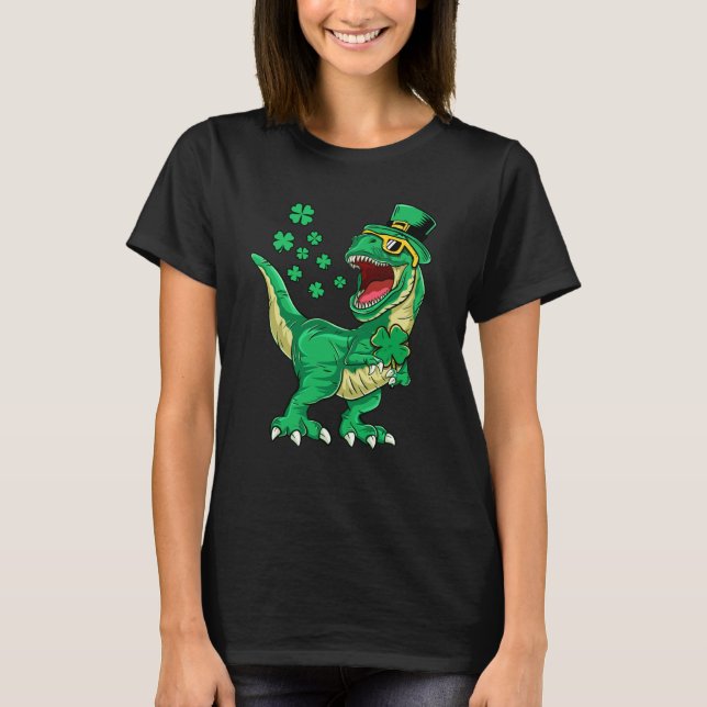 Irischer Dinosaurier rex Frohen St. Patrick's Day  T-Shirt (Vorderseite)