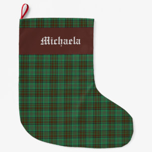 Irischer Dublin Green Tartan Großer Weihnachtsstrumpf