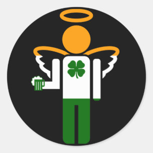 irischer Engel. Runder Aufkleber