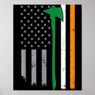 Irischer Feuerwehrmann Amerikanische Flagge Cool S Poster