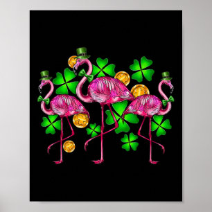 Irischer Flamingo St Patricks Tag Vogel Tier Kinde Poster