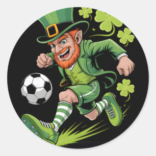 Irischer Fußball-Lobold Spaß St. Patricks Day Fußb Runder Aufkleber