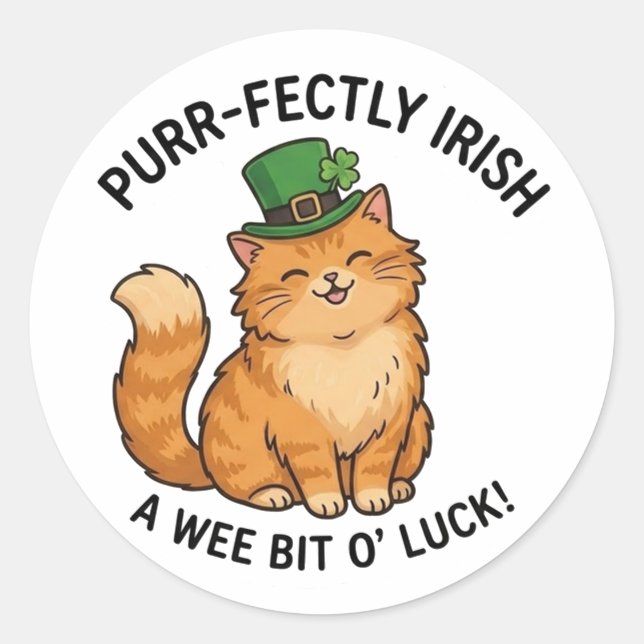 Irischer Ginger-Katze St. Patrick's Day Aufkleber (Vorderseite)