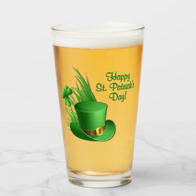 Irischer Glücklicher St. Patrick's Day Hut  Glas (Vorne (Gefüllt))