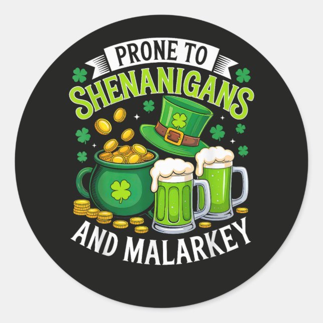 Irischer Gnom St. Patrick anfällig für Schabernack Runder Aufkleber (Vorderseite)