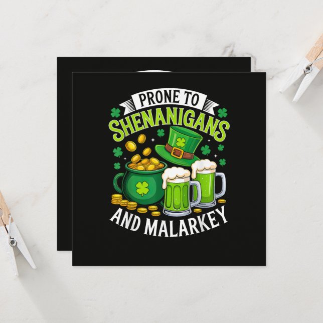 Irischer Gnom St. Patricks neigt zu Schabernack  (Vorderseite/Rückseite Beispiel)