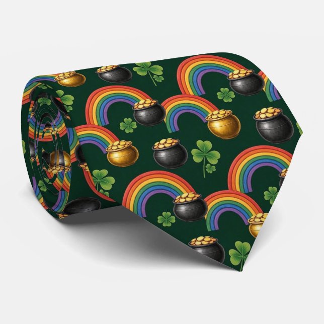 Irischer Goldtopf und Shamrock Krawatte (Gerollt)