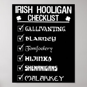 Irischer Hooligan-Checkliste-Shenanigan-Malarkey-S Poster