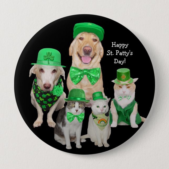 Irischer Hunde-u. Katzen-St Patrick Tag Button (Vorderseite)