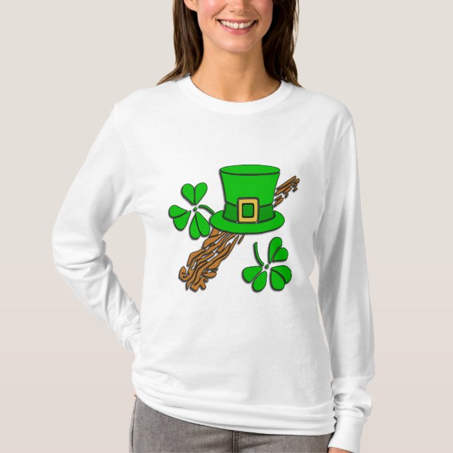 Irischer Hut und Kleeblätter T-Shirt (Vorderseite)