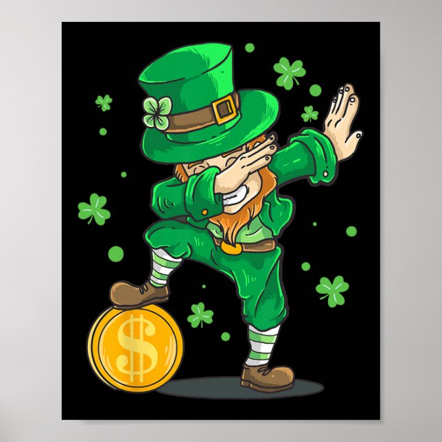 Irischer Junge Dabbing Leprechaun Lustiger St. Pat Poster (Vorne)