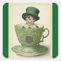 Irischer Junge in Teetasse Aufkleber