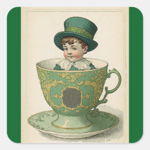 Irischer Junge in Teetasse Aufkleber