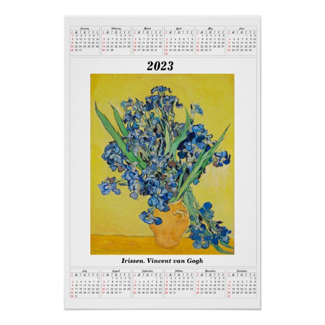 Irischer Kalender für 2023 Vincent van Gogh Poster (Vorderseite)
