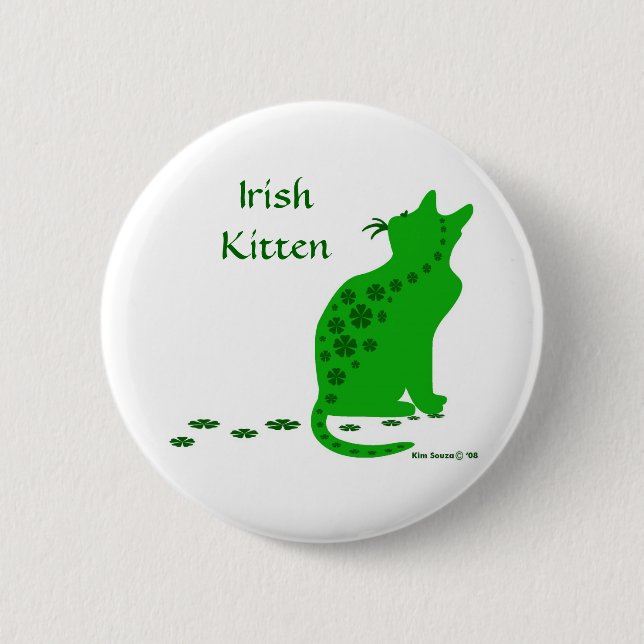 Irischer Kätzchen-Knopf Button (Vorderseite)