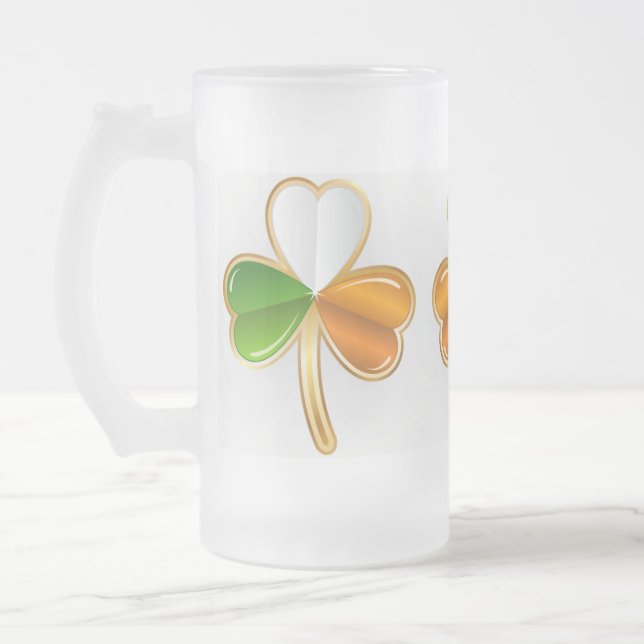 Irischer Kleeblatt-Frostbecher Mattglas Bierglas (Links)