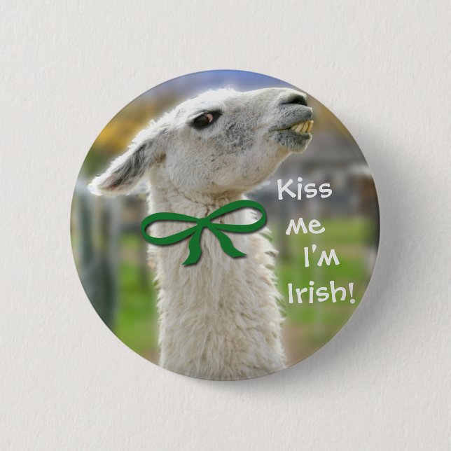Irischer Lama-Kuss ich bin ich Iren-St Patrick Button (Vorderseite)