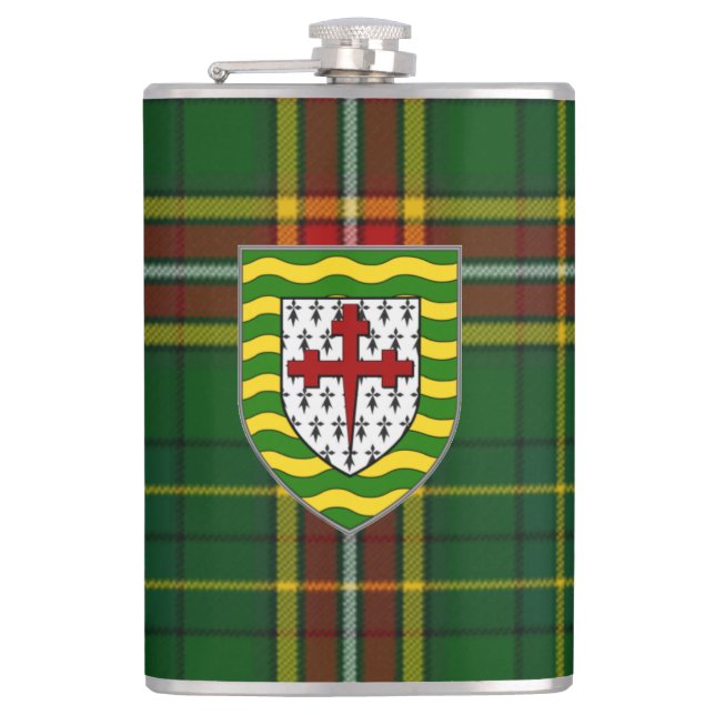 Irischer LandkreisDonegalTartan u. -Wappen Flachmann (Vorderseite)