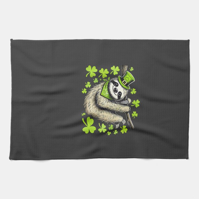 Irischer Leprechaun Faultier Shamrock St Patricks  Geschirrtuch (Horizontal)