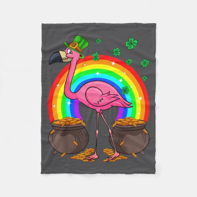 Irischer Leprechaun Flamingo Lustiger St. Patrick' Fleecedecke (Vorderseite)
