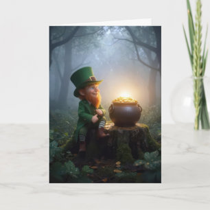 Irischer Leprechaun mit einem Goldtopf Karte