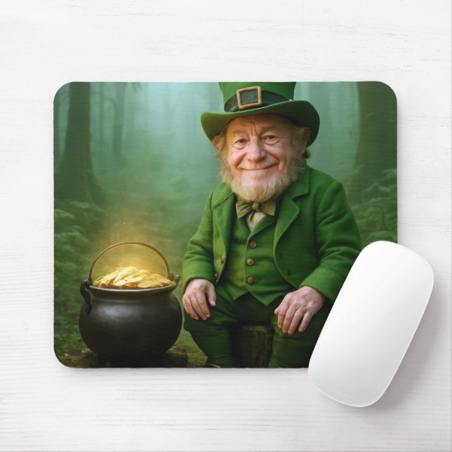 Irischer Leprechaun mit einem Goldtopf Mousepad (Mit Mouse)