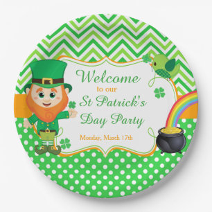 Irischer Leprechaun St. Patrick's Day Party Pappteller
