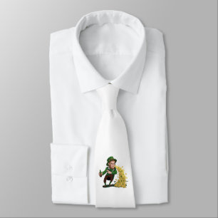 Irischer Leprechaun wirft Lucky Cookies Lustig  Krawatte